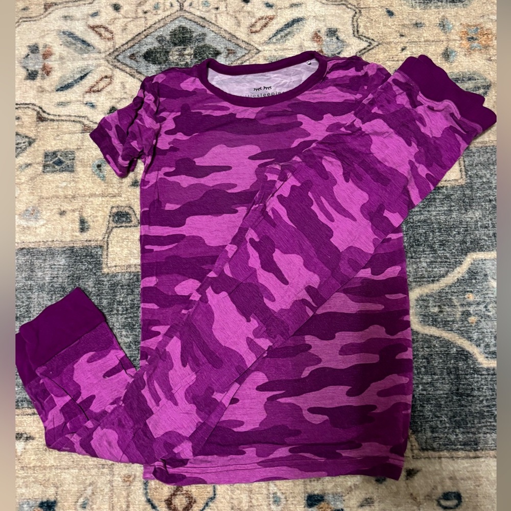 Little sleepies Purple Camouflage Pajama Set, size 7/8